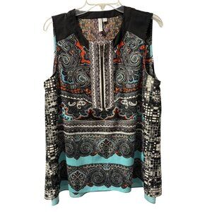 Katherine Barclay Womens Sleeveless Printed Tunic Top Sz XL Multicolor Blouse